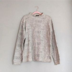 Phiz Unisex Black and Cream Dot Mock Turtleneck Sweatshirt